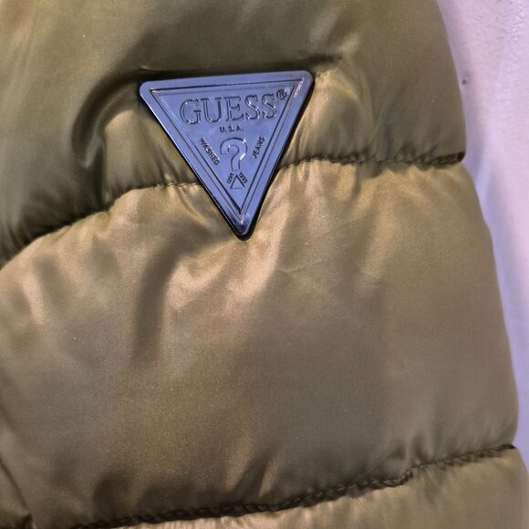 Women's Hooded Puffer Jacket by Guess; Winter Coat; Size XL; EUC; Peridot Green - Picture 4 of 5